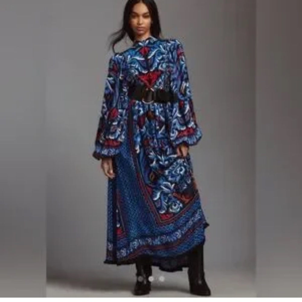 Anthropologie FARM Rio Black Toucans Scarf Maxi Dress - Picture 4 of 10